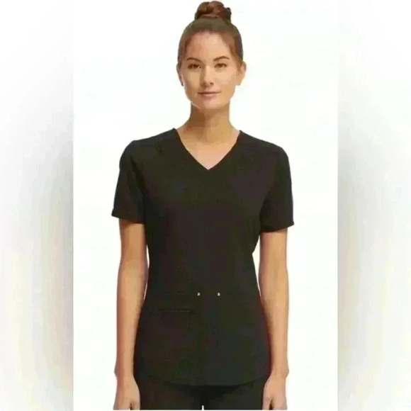 Scrubstar Ultimate Crisscross V-Neck Top & Yoga Cargo Joggers Size XS Black NWT - Picture 1 of 16